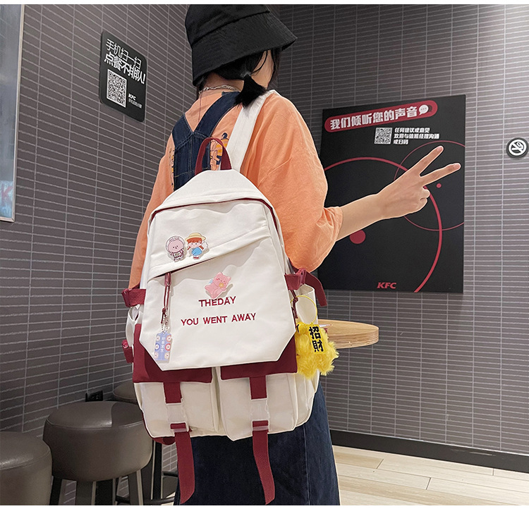 Korean Clashing Color Flip Backpack Wholesale Nihaojewelry display picture 14