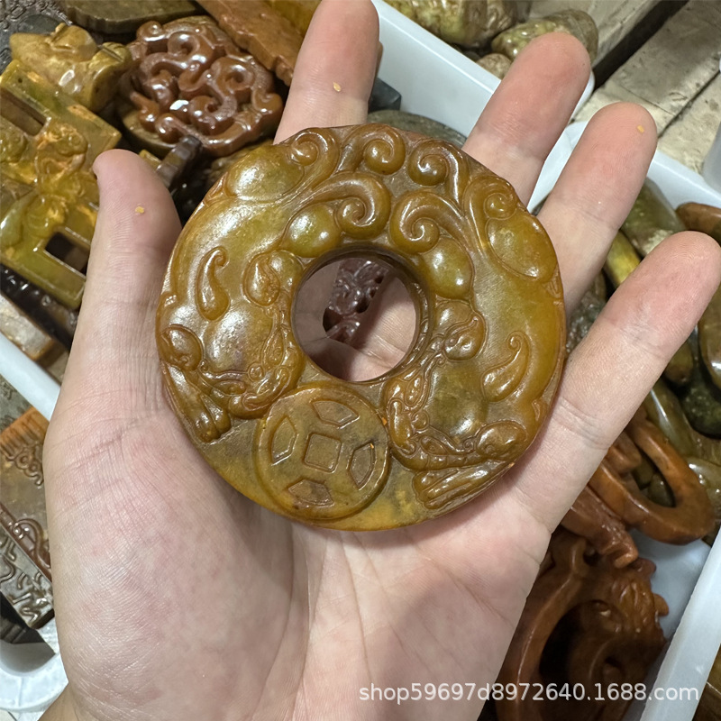 批发古玩收藏仿古做旧岫玉高古玉貔貅招财玉佩玉器工艺品直播货源