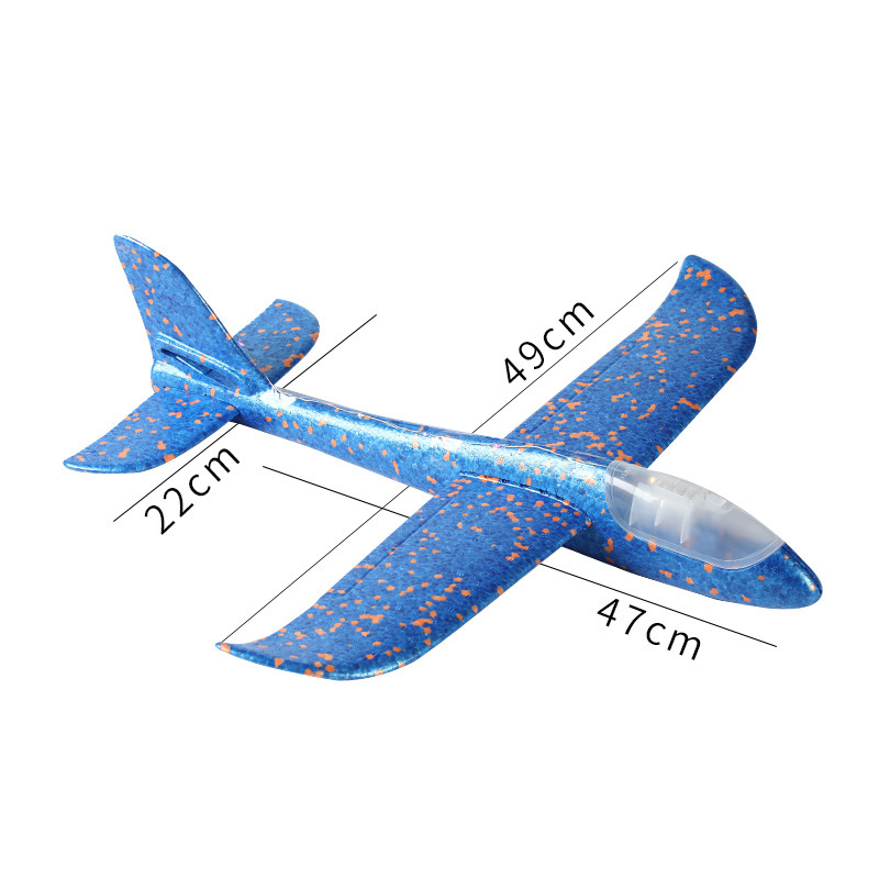 49cm grandes aviones de espuma que emiten luz juguete tiro de mano modelo de avión aviones niños planeador actividad push regalo Festival