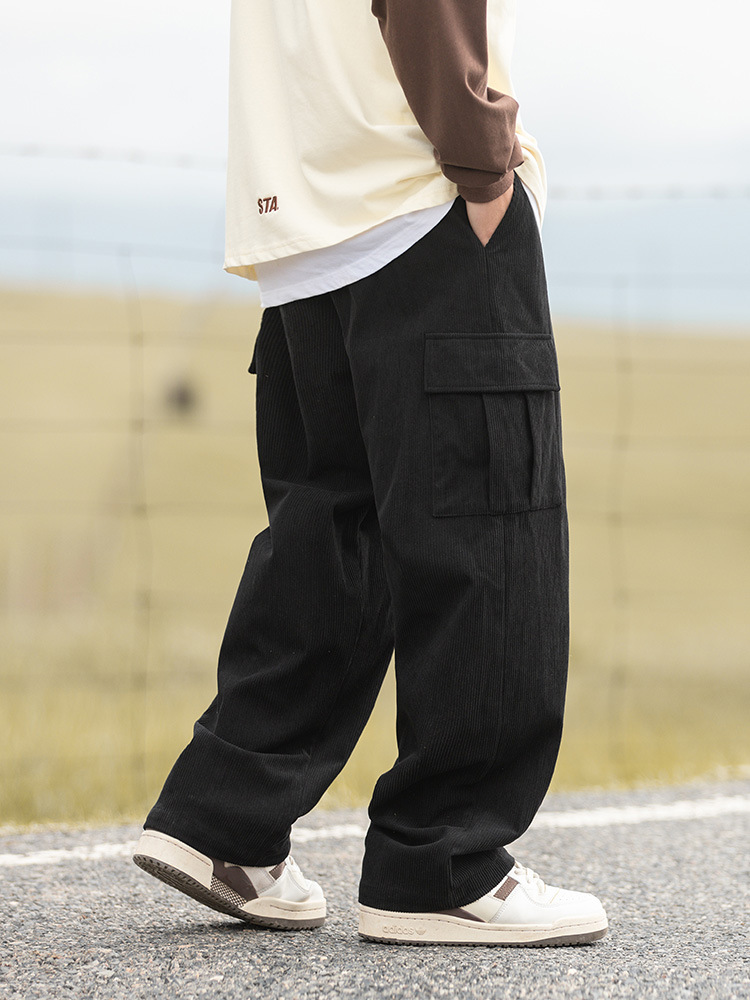 Pantalones Casuales de Pana Estilo Montaña Vintage, Primavera 2025, Nuevo Diseño Texturizado Holgado Estilo Japonés con Pliegues, Pantalones Largos