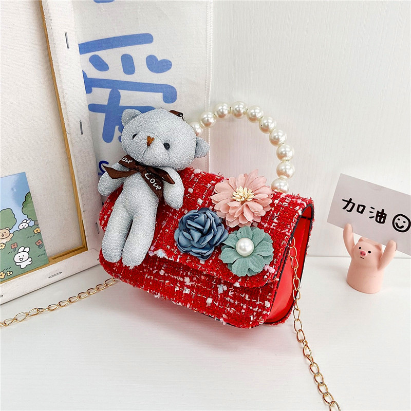 Bolso para niños 2021 nueva niña linda bolsa de mensajero moda princesa perla bolso cadena bolsa de hombro