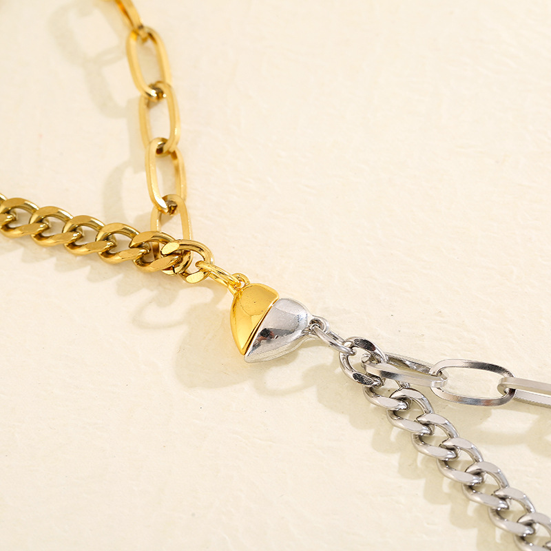 Heart Shape Pattern Simple Style Heart Shape Alloy Cuban Link Chain Curb Chain Paperclip Chain Chain & Link Bracelets Wholesale