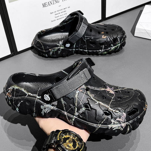 Men's Summer 2025 New Design Holeshoe with Eva Anti-Slip, Driving Cap Toe Slippers for Outdoor Beach Sandals for Men, Outdoors