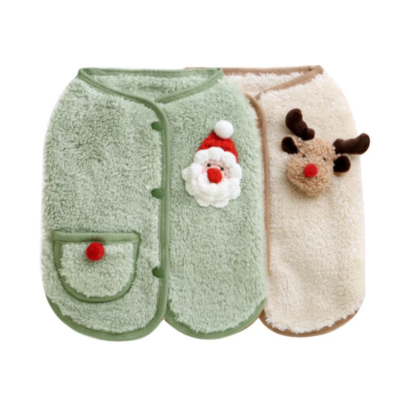 Otoño y invierno perros de Navidad alces cálidos chalecos de peluche accesorios de Papá Noel gatos Teddy Bear mascotas ropa de perro