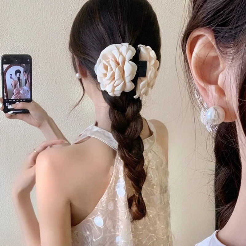 工場直販スーパーフェアリーフラワーグリッパー、高級ヘアアクセサリー、女性用多用途サメクリップ、後頭部用スイートヘアクリップ|undefined