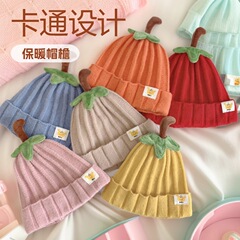 南瓜卡通宝宝针织帽婴幼儿秋冬包头帽韩版可爱婴儿加棉保暖毛线帽