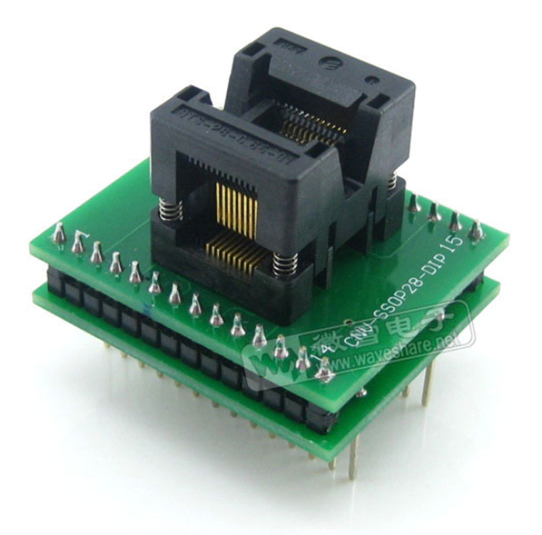 SSOP20转DIP20引脚间距0.65mm编程测试座 OTS-20(28)-0.65-01带板