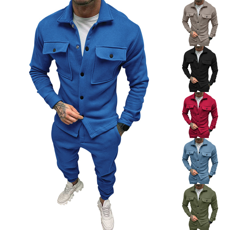 Herrenbekleidung 11 Farben Modeanzug 2 Stück Herrentrend Frühling und Herbst Qualität Baumwolle dicke Freizeitjacke Hosen Größe_voghion.com