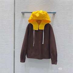 南油女装2025早秋MIU*新品拼接假两件连帽羊毛夹克外套女高级感