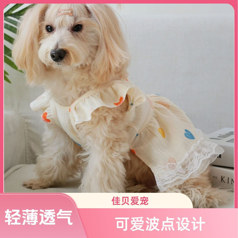 새로운 애완 동물 의류, 귀여운 순면 고양이 및 개 의류, 탈모 방지 봄 여름 얇은 테디 비숑 소형견 의류