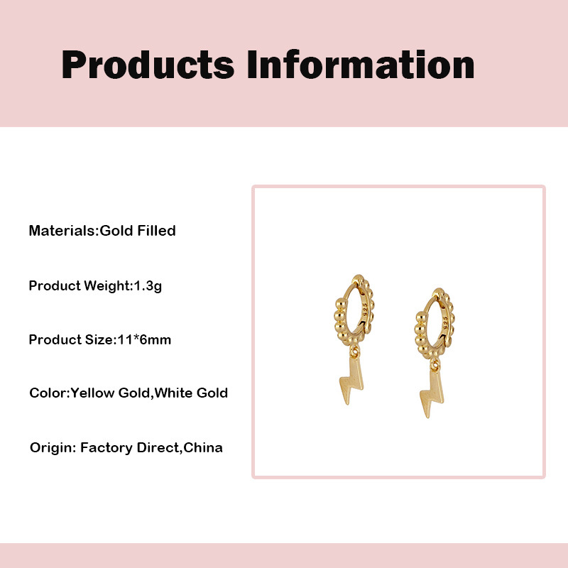 Earrings Classification Daily Occasion Copper Material Lightning Pattern New Style Copper Gold Plated Inlaid Zircon Lighting Pendant Earrings