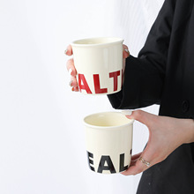 简约字母马克杯陶瓷杯伴手礼情侣一对喝水杯牛奶随手杯子高级感