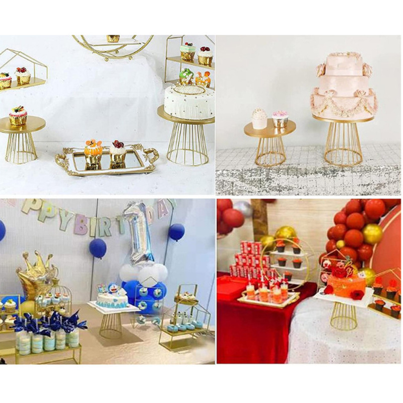 Transfronterizos Amazon metal estante de pastel redondo estante de pastel de postre bandeja de exhibición de postre de pastel de cumpleaños estante de postre decoración