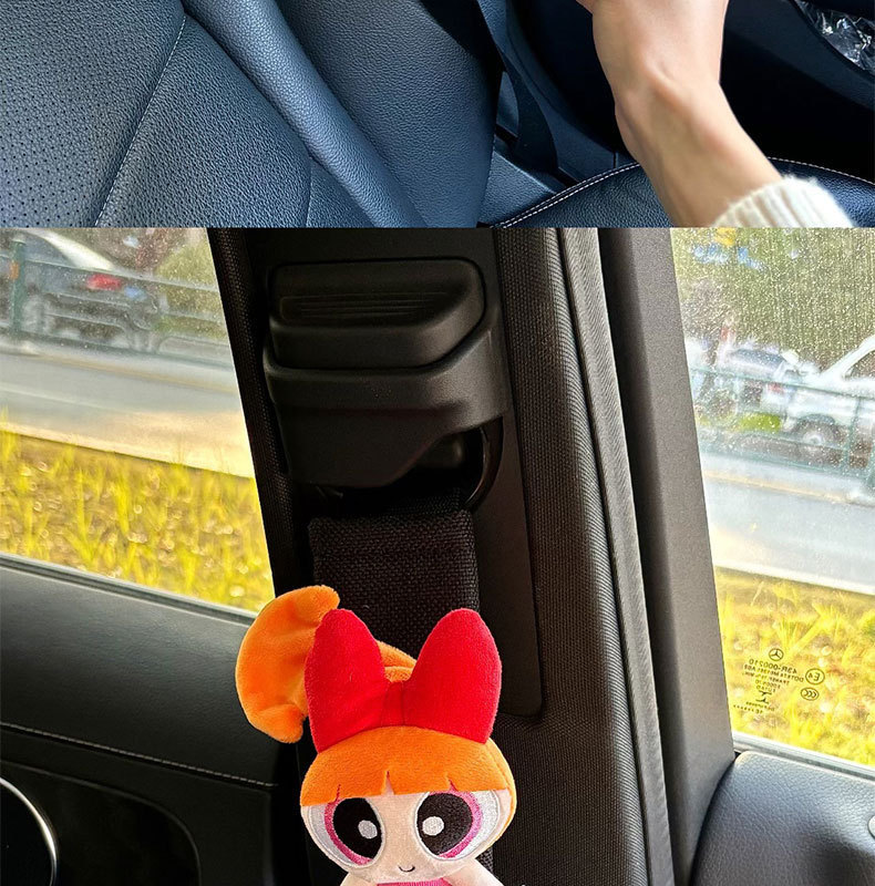 Car Seat Belt Shoulder Protector, Universal Car Anti-Wear Clothing for All Seasons, Cute Powerpuff Girls Car Protective Cover