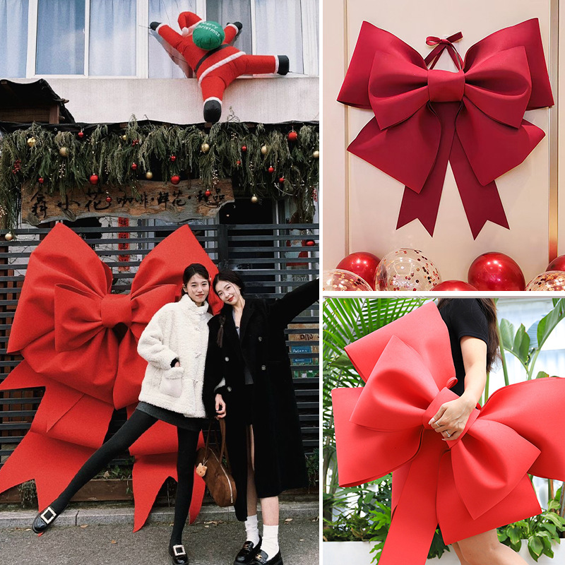 超大玫色蝴蝶结房间墙上装饰生日场景布春节婚房用品商场新年