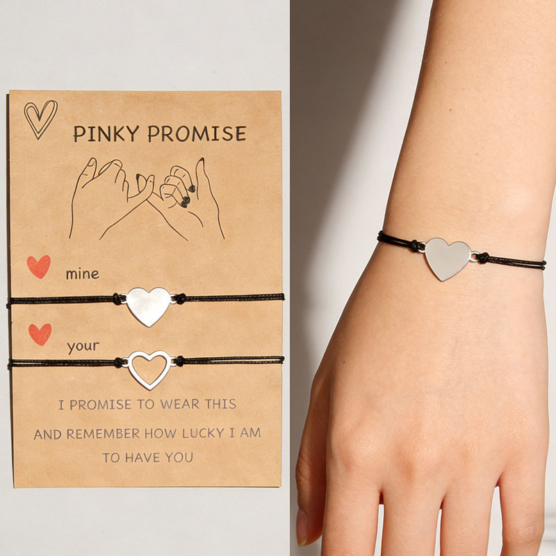Cross-border bestseller Mine Your heart-shaped couple's bracelet, leather pair friendship promise jewelry supply Cross-border bestseller Mine Your heart-shaped couple's bracelet, leather pair friendship promise jewelry supply