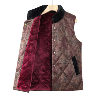 Grandma fleece-lined Thickened Warm Tang Dress Vest Middle-aged and Elderly Mother Dress Foreign Style Winch Old Lady Wearing Vest