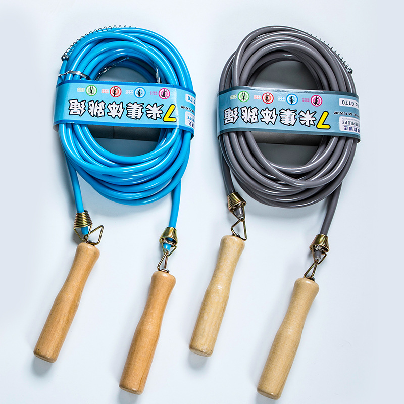 Cuerda de saltar colectiva expansión al aire libre actividades colectivas uso de múltiples personas mango de madera redondo nuevo examen entrenamiento de competencia cuerda de saltar