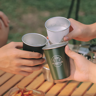 Outdoor 304 Stainless Steel Water Cup Milk Cup Liquor Cup Tea Cup Coffee Cup Cold Drink Cup Camping Beer Cup 350ml