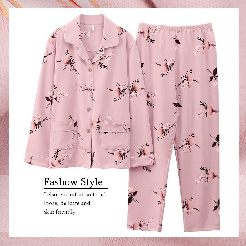 Pijamas de mujer primavera y otoño 100% algodón de manga larga delgada madre de mediana edad y ropa para el hogar de algodón de mediana edad y edad avanzada
