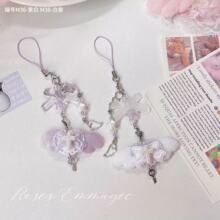 【紫白毛绒翅膀】原创ins风手工手机链挂件卡册咕本链 手账本包包