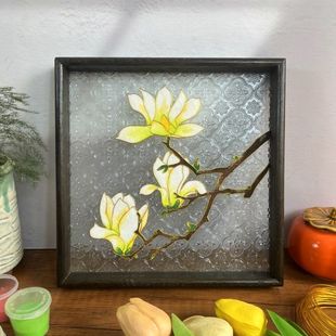 Chinese Style Begonia Flower Glass Tea Tray Intangible Cultural Heritage Handmade Cloisonné Enamel DIY Material Plum Orchid Bamboo Chrysanthemum Gift