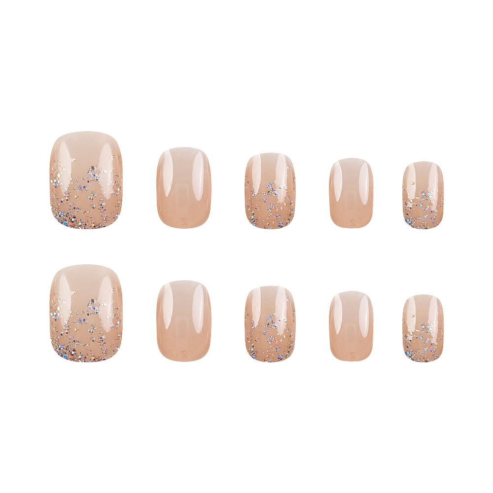 Desnudo pulverizado, brillante, transparente, clareador de uñas, simple, suave, viento, desgaste de uñas, 24 piezas, parche de uñas terminado image 5