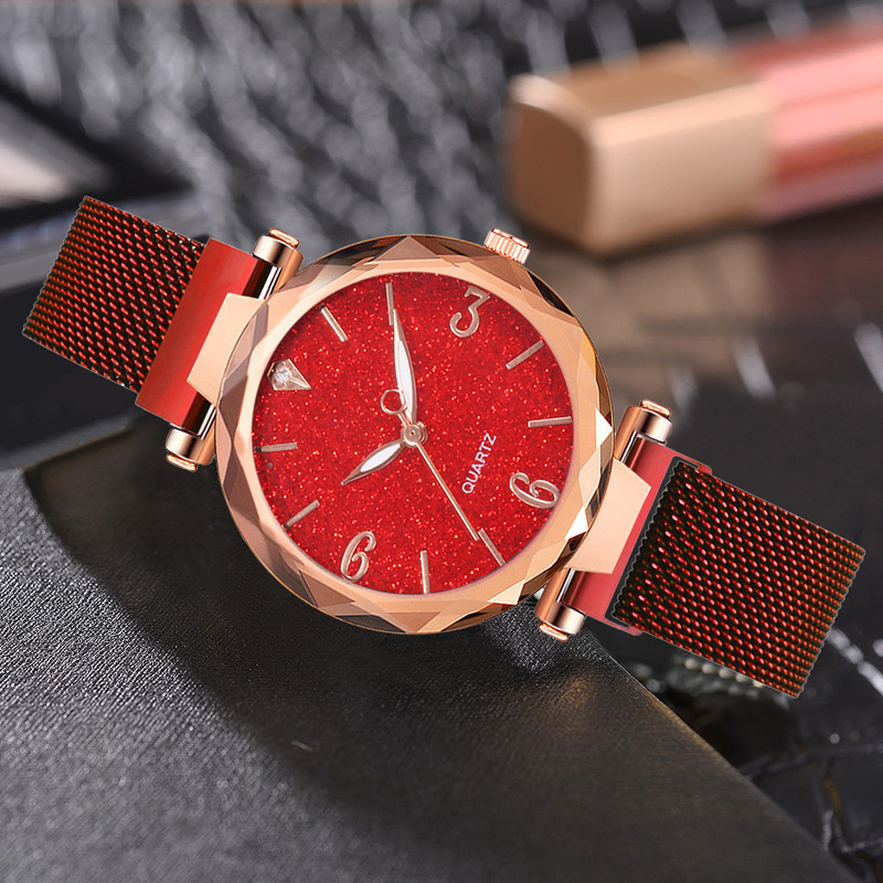 2023 Venta caliente transfronteriza ins Imán de reloj digital para mujer Milán con cielo estrellado cara Rosa reloj de cuarzo para estudiante femenina