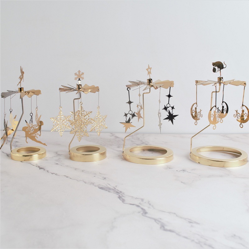 Profesional INS Amazon fabricante romántica aromaterapia vela de vidrio cubierta inteligente giratoria de acero inoxidable candelabro linterna