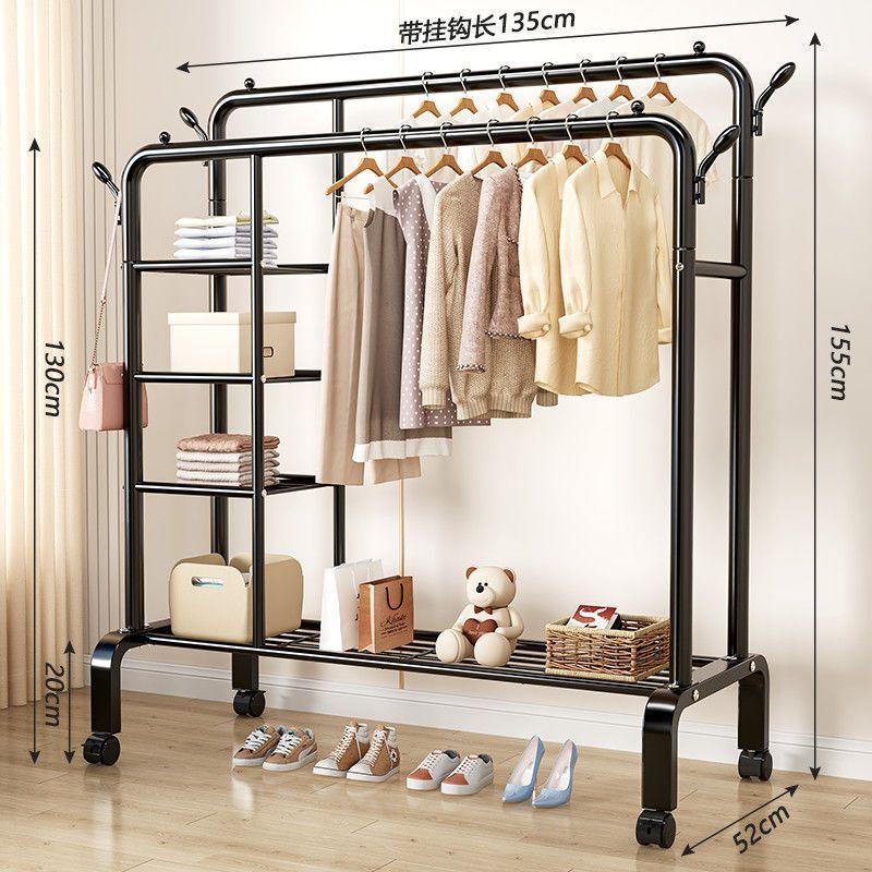 厚みのある家庭用バルコニー物干しラック床置き垂直衣類ラックコートラック寮収納屋内寝室衣類ラック|undefined