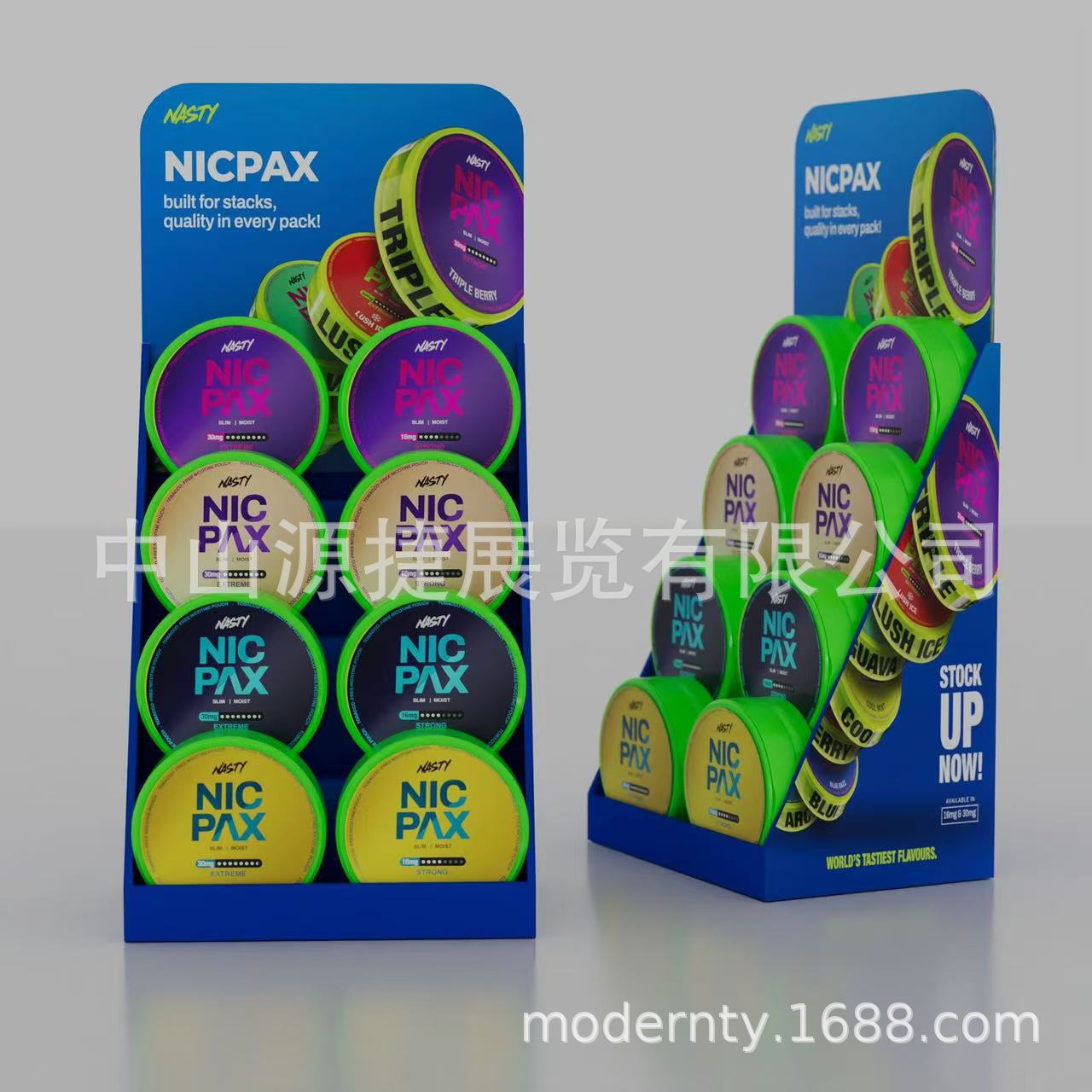 电子烟展示柜纸板和亚克力可选材质，适合烟草电子烟促销展示