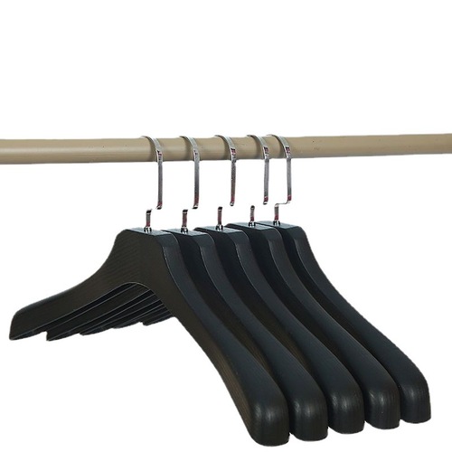 Supply Thickened Wood Grain Plastic Coat Hanger for Men and Women, Overcoat Suit Wide Shoulder Black Clothing Store Hanger