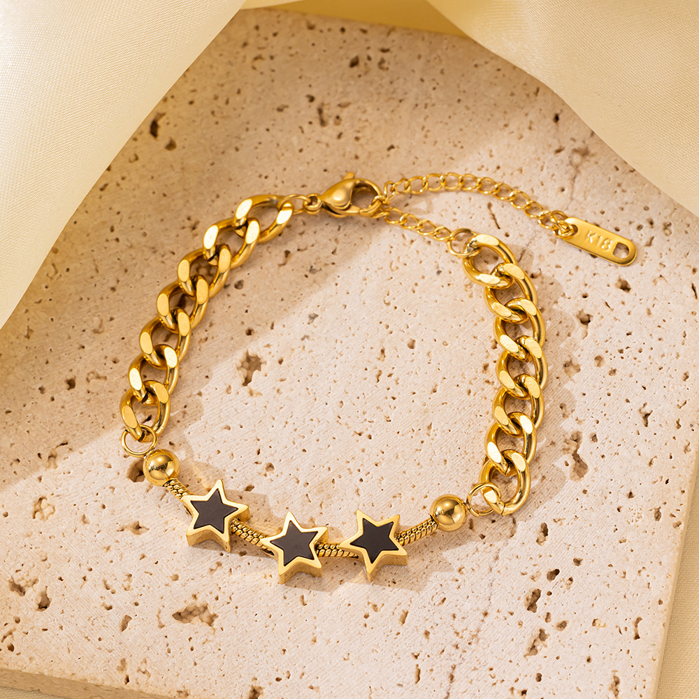 25g Weight 0.03µm-0.05µm Gold Plating Thickness PVD Coated Gold Plating Process 18K Real Gold Plated Plating Material 304 Stainless Steel Pendant Material Zircon Inlay Material Bracelets Classification 304 Stainless Steel Chain Material Cuban Link Chain Curb Chain, box chain, Twisted Rope Chain, snake chain, figaro chain Chain Type 1 Piece Quantity Daily Occasion 304 Stainless Steel Material Eye, Flower, Butterfly Pattern Women's Gender Casual, Simple Style Style Enamel, Inlay Craft Casual Simple Style Eye Flower Butterfly Titanium Steel Zircon Bracelets In Bulk 17