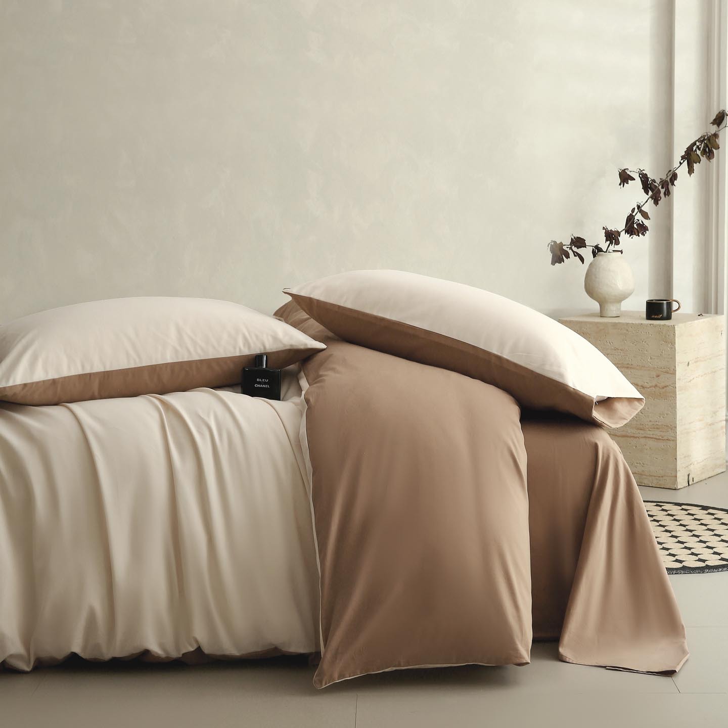 100% algodón conjunto de cuatro piezas 60 algodón de lana larga de color sólido dobles de algodón grueso cama dormitorio de estudiantes tres piezas conjunto simple