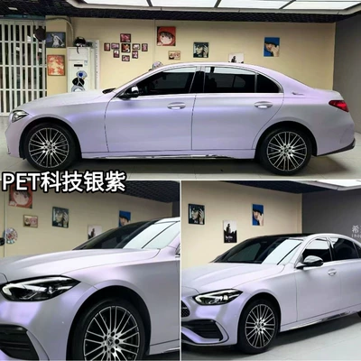 Tech Silver Purple Car Color Changing Film Gradient Color Changing Film Whole Vehicle Modification Film No Residue Glue Support Dropshipping (Auto Color Change Film) - pet-technology-silver-purple-152m-x-165m