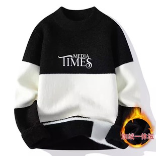Men's Sweater Winter fleece-lined Thickened Warm Thundercoat Base Shirt 2023 New Korean Fashion Mink Velvet Knitted Shirt