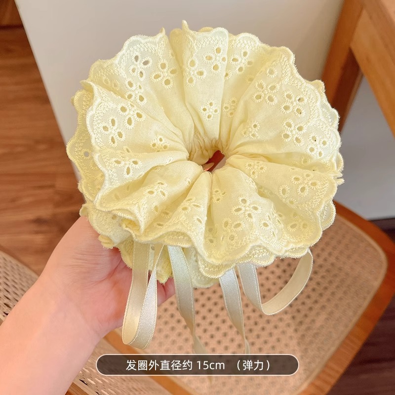 2026 nuevo estilo coreano super grande anillo de pelo intestino grande niñas de alto nivel de sensación de cabello de flores cuerdas de cabello de cordón de goma adornos para el cabello