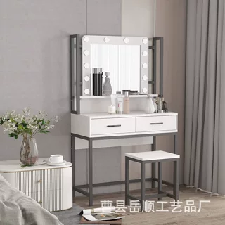 定制现代简约梳妆台卧室小型新款化妆台化妆镜一体高级感床头化妆