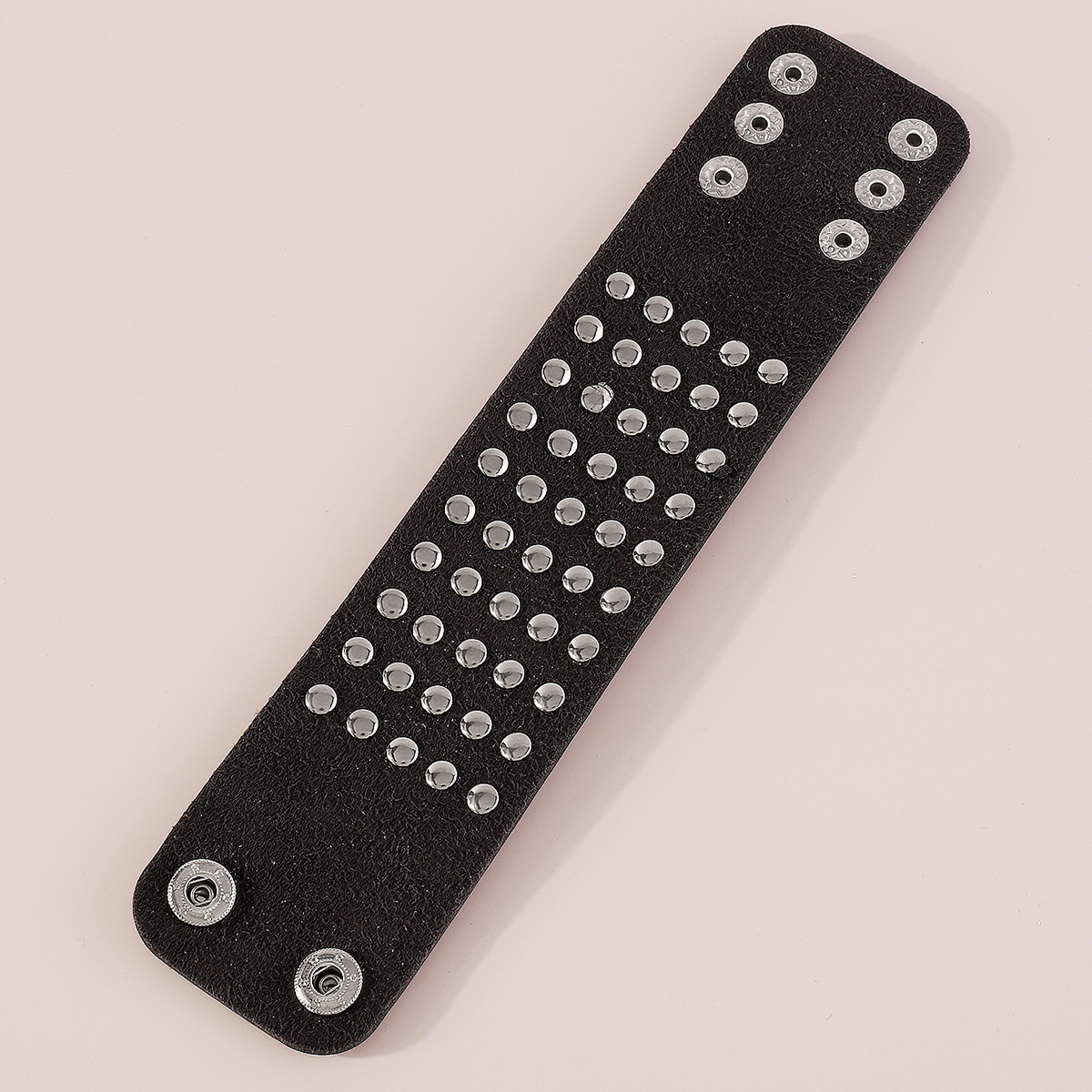 Cool Style Solid Color Pu Leather Iron Inlay Rhinestones Womenu0027S Bangle 1 Piece