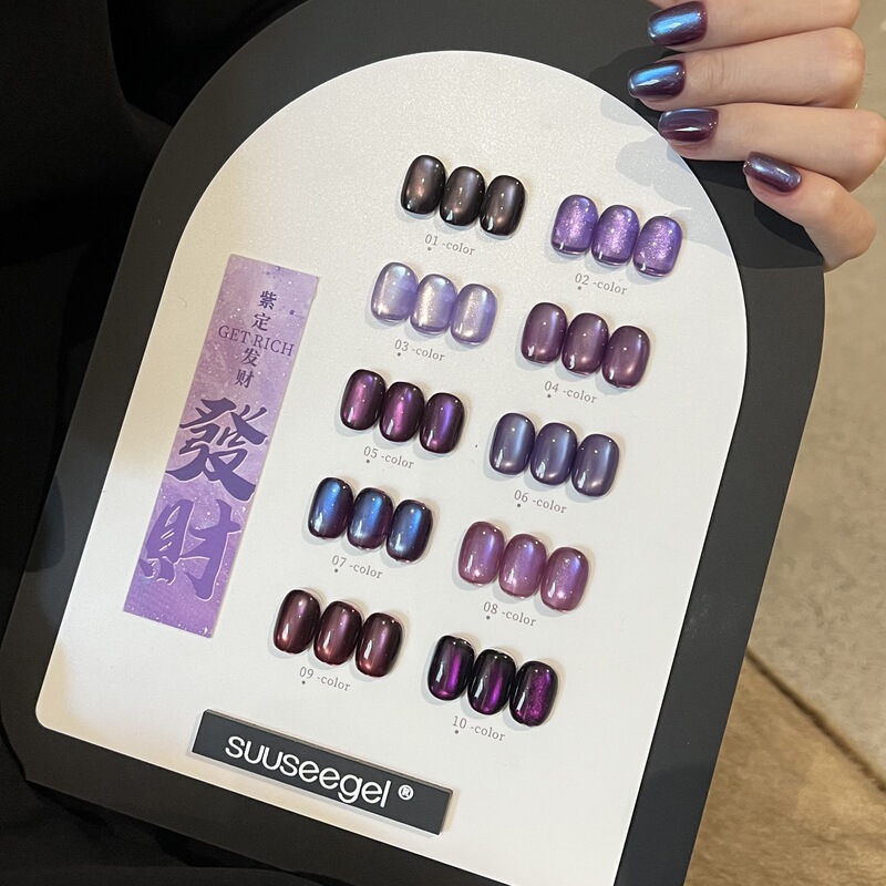 Bundle of 10 Colors Purple Cat Eye Nail Polish Glue 2025 Beauty Exhibition New Autumn and Winter Nail Salon Special Glue Small Set