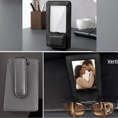 Cross-Border Car-Mounted Glasses Clip Sunshade Eye Protection Bracket Car Interior Accessories Multifunctional Photo Card Storage Clip (Sun visor rearview mirror) - noble-black-vertical-board-single-pack