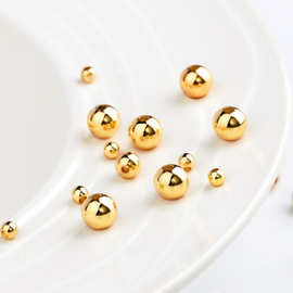 广州14k/18k保色金小金珠4MM光珠重的实心铜珠隔珠4MM铜珠供应