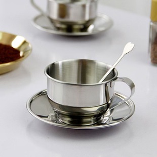 Cross-Border Stainless Steel European and British Coffee Utensils Matching Milk Cup Creative Coffee Cup Afternoon Tea Three-Piece Set