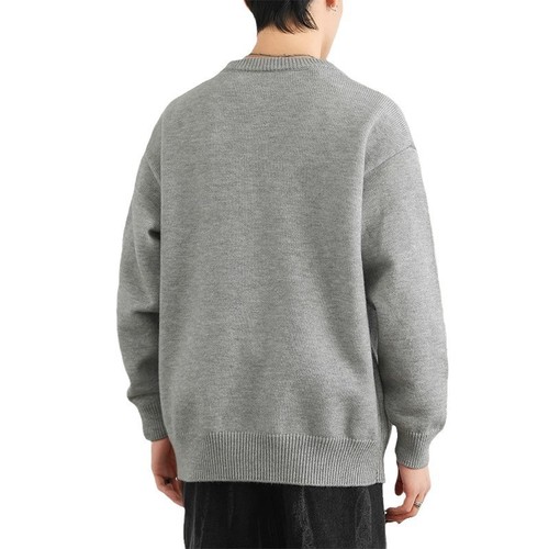 Winter pure color thick knitting sweater trendy brand knitwear trendy men's long-sleeve round neck sweater