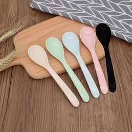 小麦秸秆PP塑料勺子长柄勺子 搅拌勺冰淇淋勺外卖勺LOGO