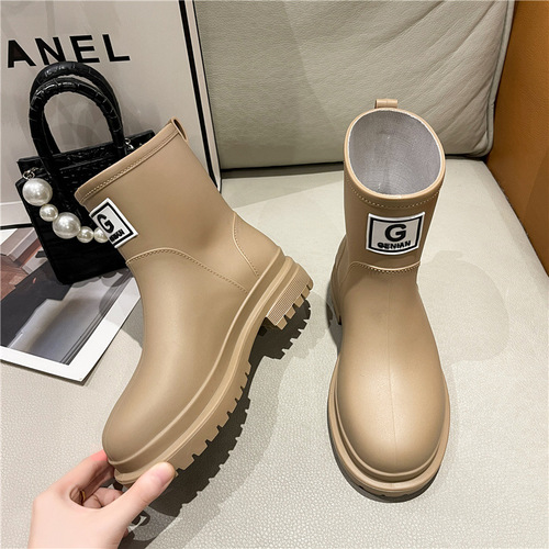 Cross-border new internet celebrity rain boots Martin boots women's outdoor waterproof shoes mid-tube kitchen work rubber shoes rain boots overshoes