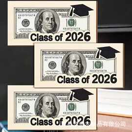 跨境新款2026毕业季钱夹创意收纳现金夹个性化木质钱包木制工艺品