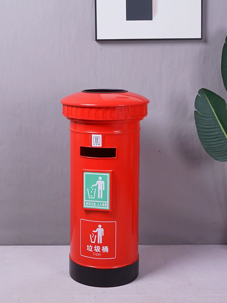 Retro big geometric garbage can for commercial use