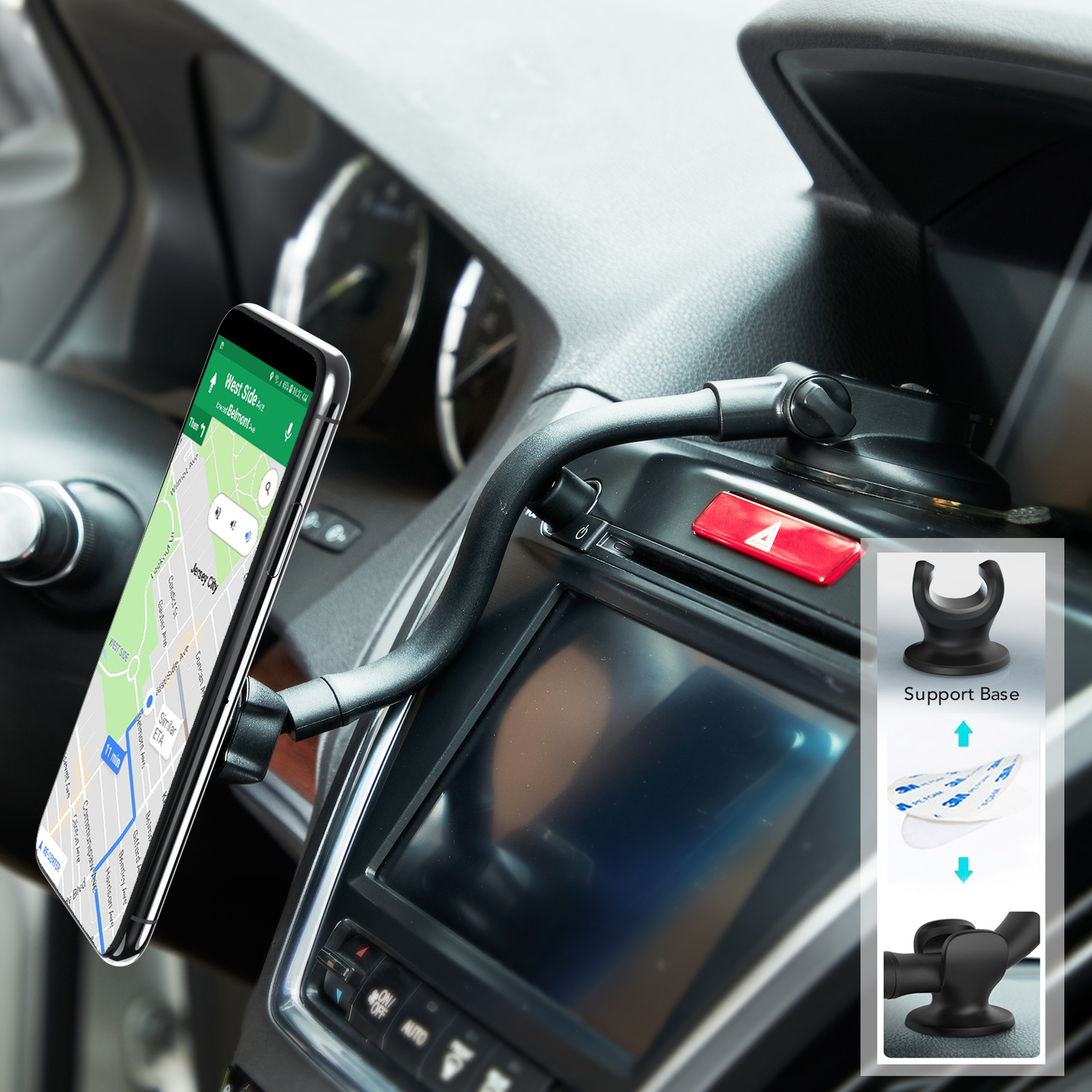 Soporte del teléfono móvil del coche soporte del lechón del coche rotación de succión magnética salida de aire Gravedad soporte de navegación aleación de aluminio