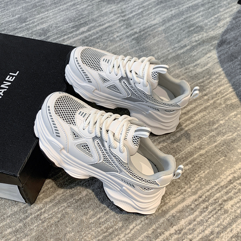 Dad's Women's 2024 Spring New Fashion Versatile Feet Display Small Mesh Breathable Sports and Casual Shoes_voghion.com